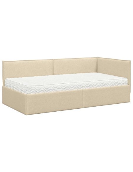 Struttura Letto Angolare con Materasso 2 pcs Crema Velluto