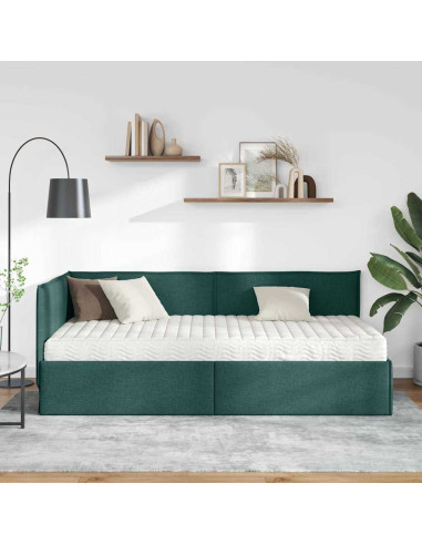 Struttura Letto Angolare con Materasso 2 pcs Verde Velluto