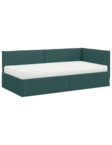 Struttura Letto Angolare con Materasso 2 pcs Verde Velluto