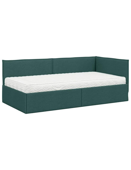 Struttura Letto Angolare con Materasso 2 pcs Verde Velluto