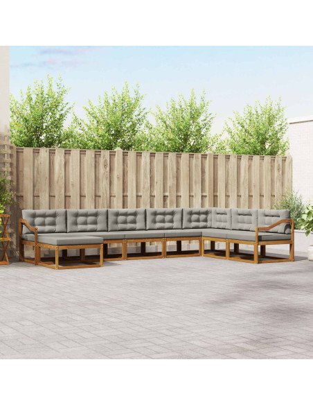 Set di divani da esterno 8 pcs Grigio Naturale e Chiaro
