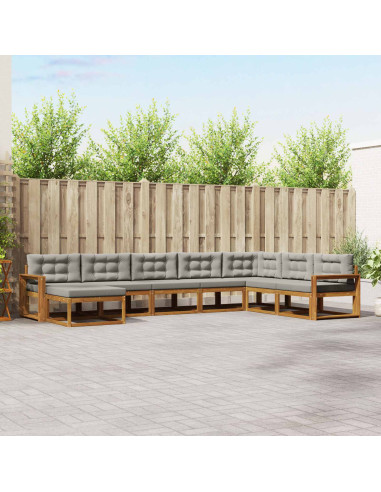 Set di divani da esterno 8 pcs Grigio Naturale e Chiaro