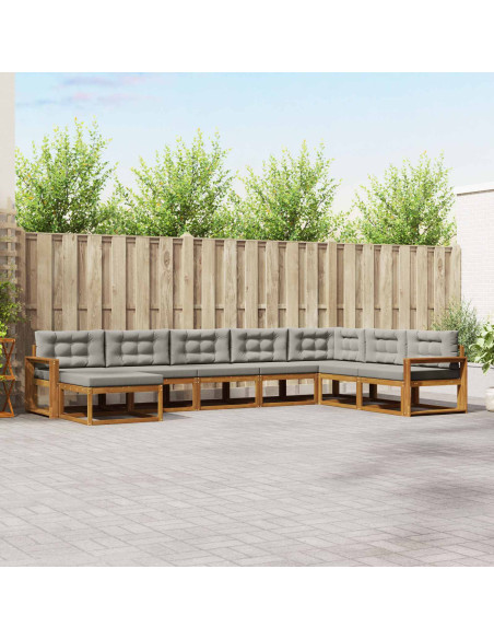Set di divani da esterno 8 pcs Grigio Naturale e Chiaro