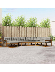 Set di divani da esterno 8 pcs Grigio Naturale e Chiaro