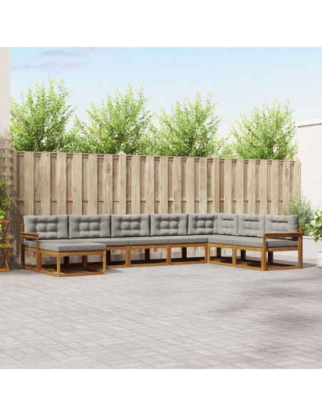 Set di divani da esterno 8 pcs Grigio Naturale e Chiaro