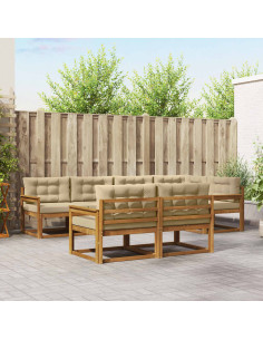 Set di divani da esterno con cuscino 7 pcs Naturale e Beige