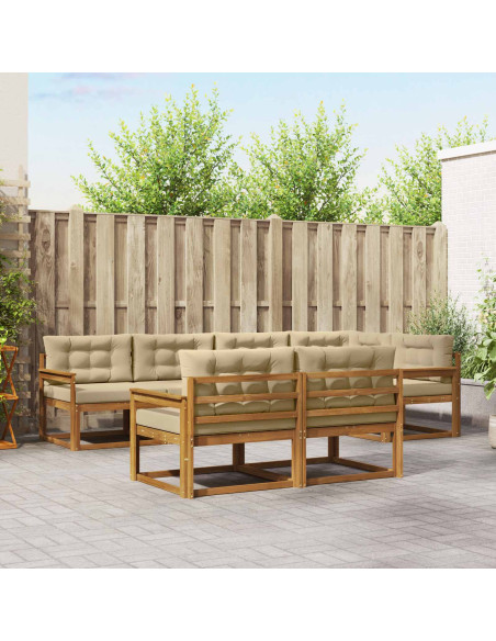Set di divani da esterno con cuscino 7 pcs Naturale e Beige