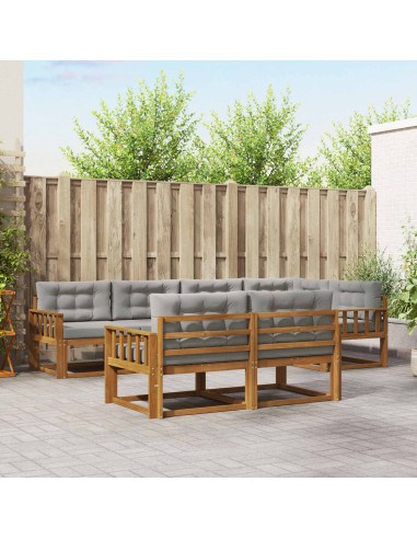 Set di divani da esterno 7 pcs Grigio Naturale e Chiaro