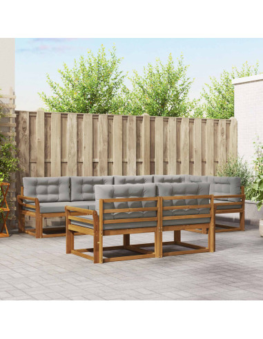 Set di divani da esterno 7 pcs Grigio Naturale e Chiaro