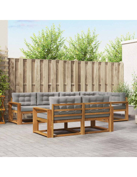Set di divani da esterno 7 pcs Grigio Naturale e Chiaro