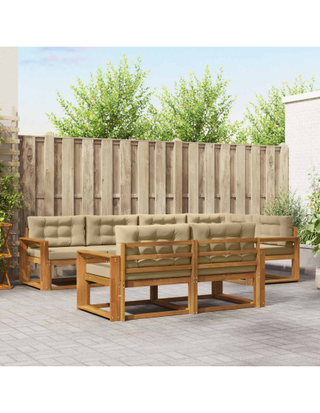 Set di divani da esterno con cuscino 7 pcs Naturale e Beige