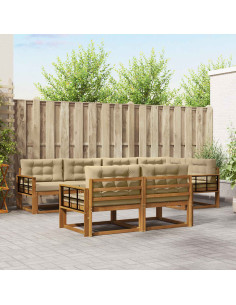 Set di divani da esterno con cuscino 7 pcs Naturale e Beige