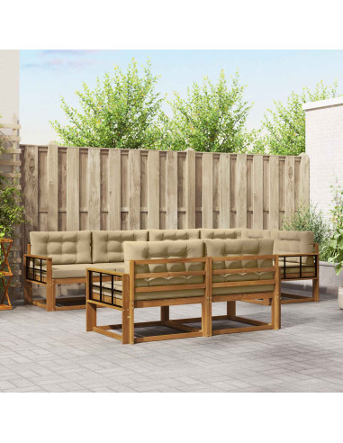 Set di divani da esterno con cuscino 7 pcs Naturale e Beige