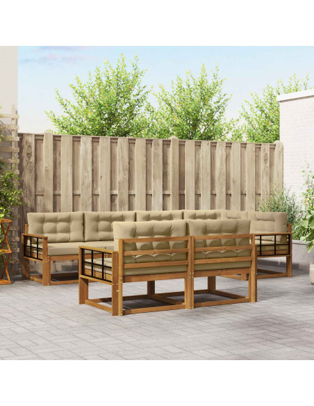 Set di divani da esterno con cuscino 7 pcs Naturale e Beige