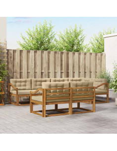 Set di divani da esterno con cuscino 7 pcs Naturale e Beige