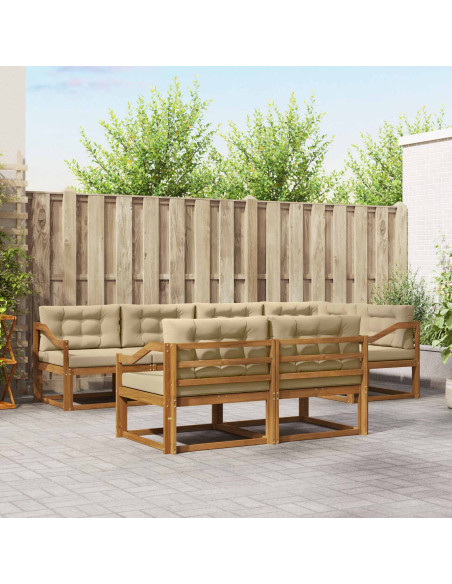Set di divani da esterno con cuscino 7 pcs Naturale e Beige