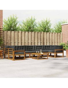 Set di divani da esterno con cuscino 8 pcs Naturale e Antracite