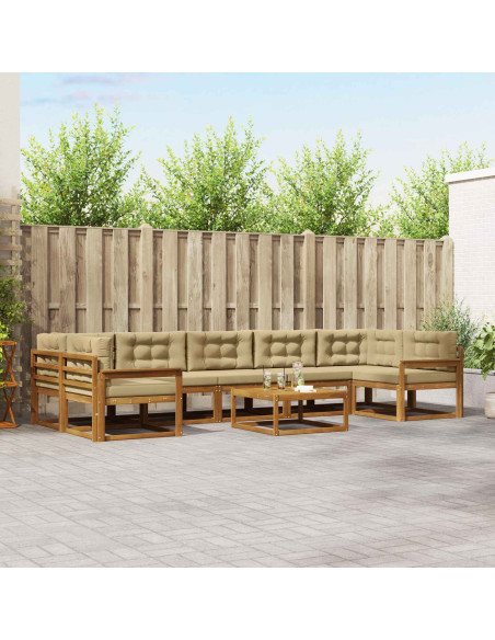 Set di divani da esterno con cuscino 8 pcs Naturale e Beige