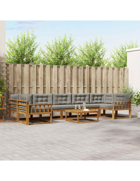 Set di divani da esterno 8 pcs Grigio Naturale e Chiaro