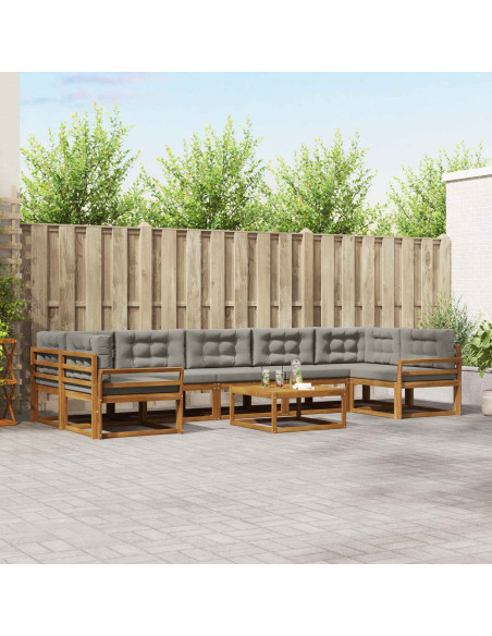Set di divani da esterno 8 pcs Grigio Naturale e Chiaro
