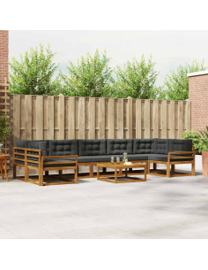 Set di divani da esterno con cuscino 8 pcs Naturale e Antracite