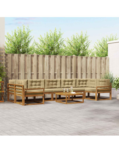 Set di divani da esterno con cuscino 8 pcs Naturale e Beige