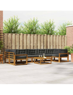 Set di divani da esterno con cuscino 8 pcs Naturale e Antracite
