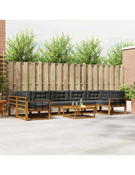 Set di divani da esterno con cuscino 8 pcs Naturale e Antracite