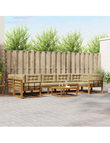 Set di divani da esterno con cuscino 8 pcs Naturale e Beige