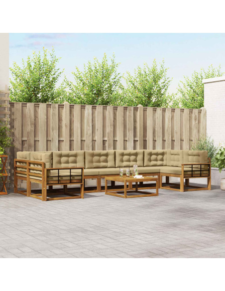 Set di divani da esterno con cuscino 8 pcs Naturale e Beige
