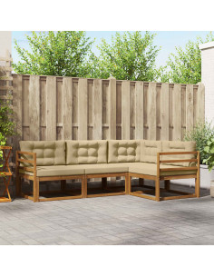 Set di divani da esterno con cuscino 4 pcs Naturale e Beige