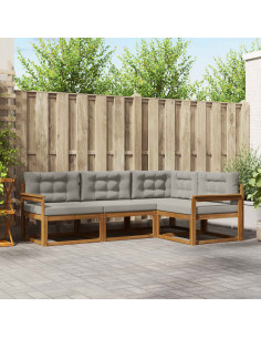 Set di divani da esterno 4 pcs Grigio Naturale e Chiaro