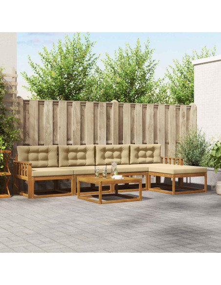 Set di divani da esterno con cuscino 6 pcs Naturale e Beige