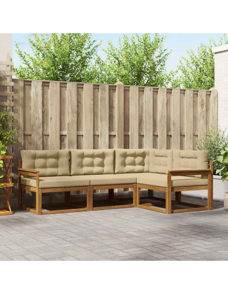Set di divani da esterno con cuscino 4 pcs Naturale e Beige