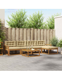 Set di divani da esterno con cuscino 6 pcs Naturale e Beige