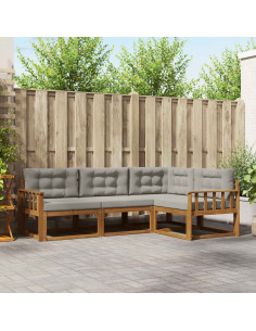 Set di divani da esterno 4 pcs Grigio Naturale e Chiaro