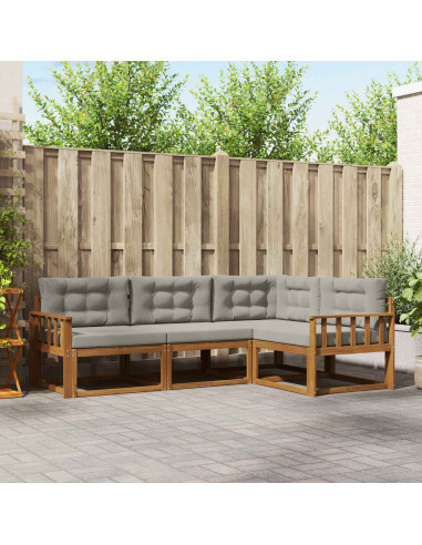 Set di divani da esterno 4 pcs Grigio Naturale e Chiaro