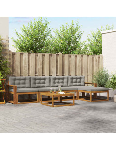 Set di divani da esterno 6 pcs Grigio Naturale e Chiaro