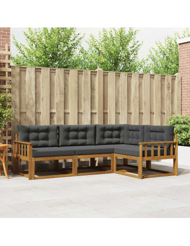 Set di divani da esterno con cuscino 4 pcs Naturale e Antracite