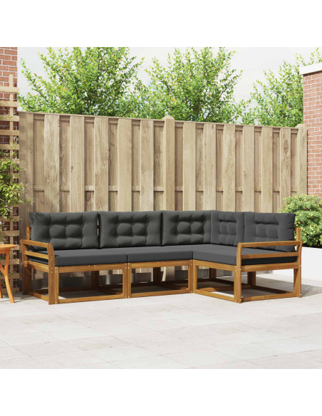 Set di divani da esterno con cuscino 4 pcs Naturale e Antracite