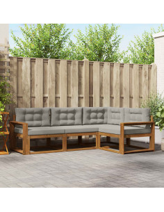 Set di divani da esterno 4 pcs Grigio Naturale e Chiaro