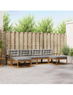 Set di divani da esterno 6 pcs Grigio Naturale e Chiaro