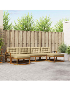 Set di divani da esterno con cuscino 6 pcs Naturale e Beige