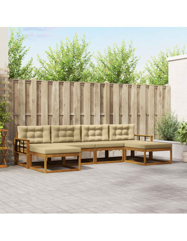 Set di divani da esterno con cuscino 6 pcs Naturale e Beige