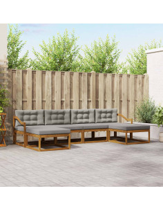Set di divani da esterno 6 pcs Grigio Naturale e Chiaro