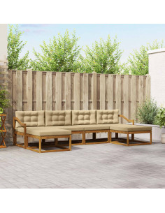 Set di divani da esterno con cuscino 6 pcs Naturale e Beige
