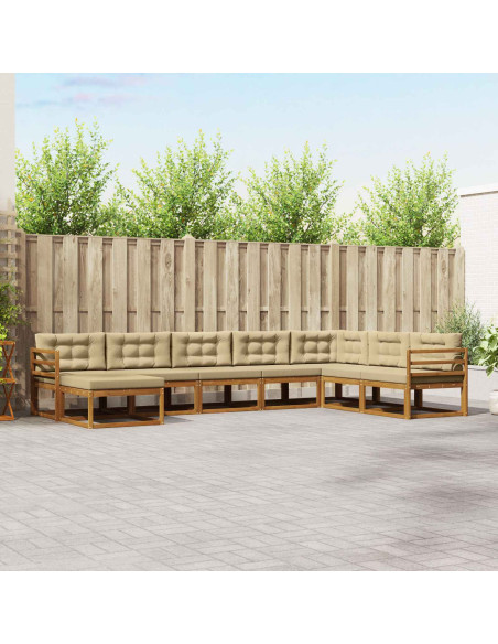 Set di divani da esterno con cuscino 8 pcs Naturale e Beige