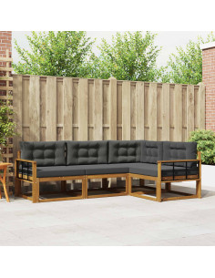 Set di divani da esterno con cuscino 4 pcs Naturale e Antracite