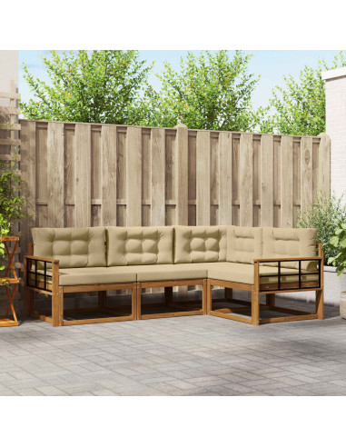 Set di divani da esterno con cuscino 4 pcs Naturale e Beige