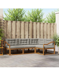 Set di divani da esterno 4 pcs Grigio Naturale e Chiaro